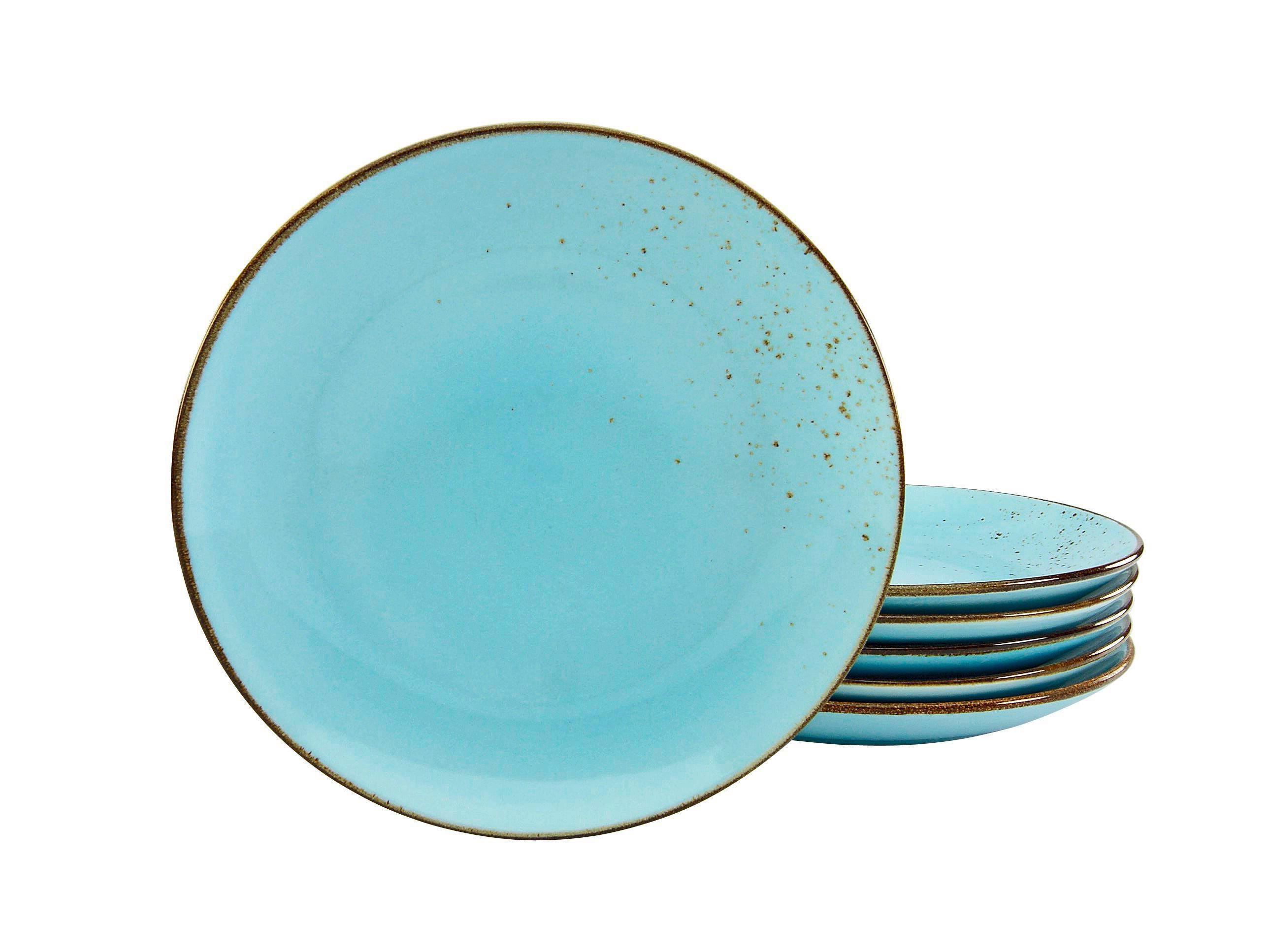 Sada plytkých tanierov NATURE COLLECTION, 6-dielna - pastelová modrá, Trend, keramika (27cm) - Creatable