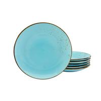 Sada plytkých tanierov NATURE COLLECTION, 6-dielna - pastelová modrá, Trend, keramika (27cm) - Creatable