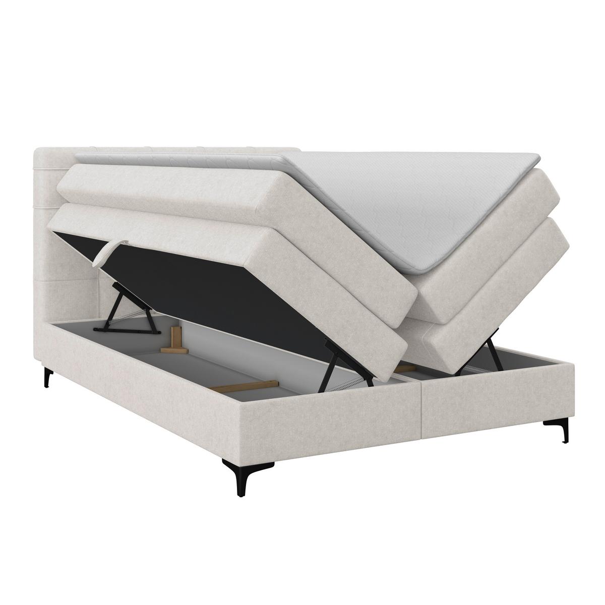 Boxspringbett MITTO Beige 140x200 cm - Beige/Schwarz, KONVENTIONELL, Textil/Metall (140/200cm)