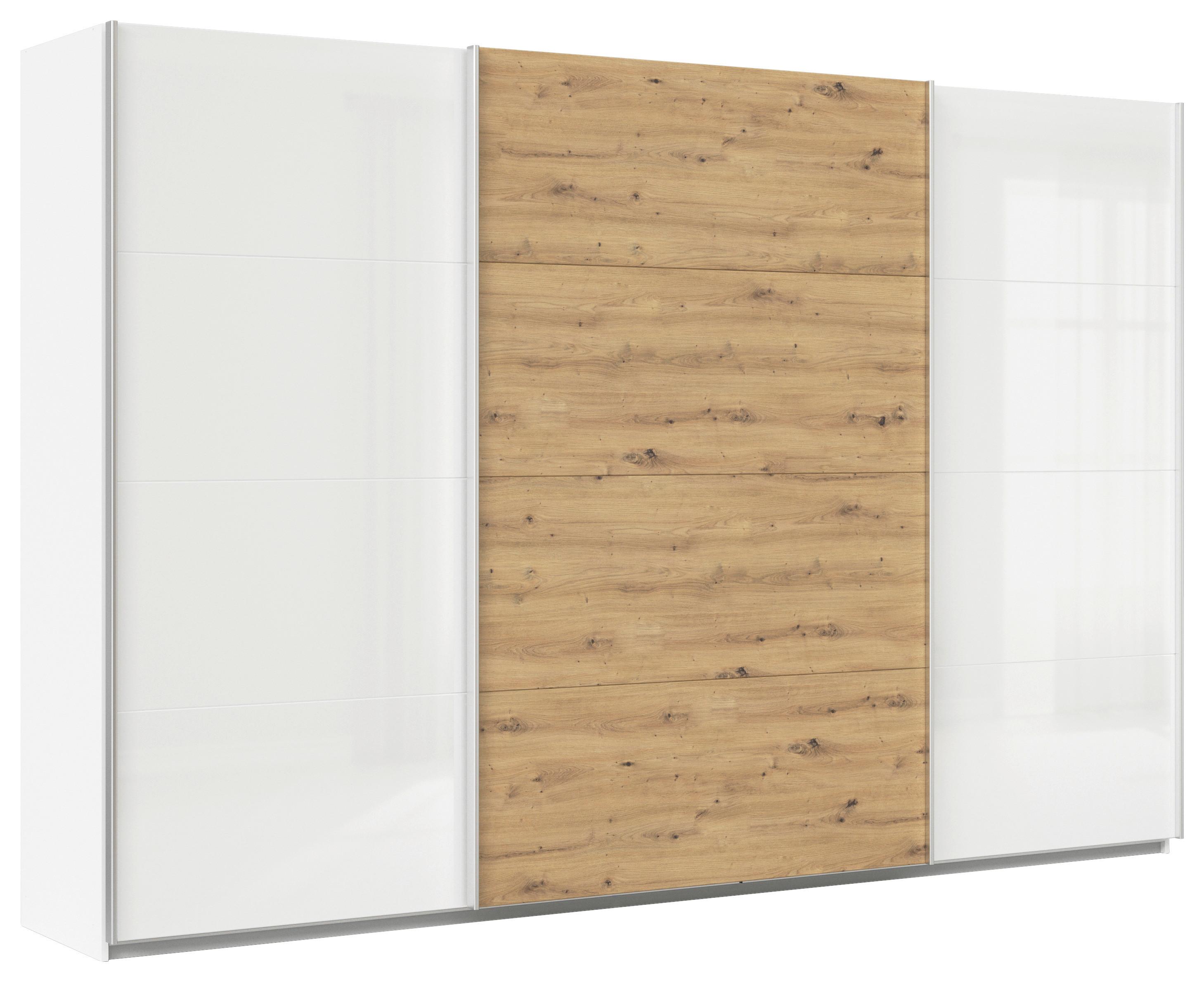 Schwebetürenschrank B: 315cm Feldkirch Weiß/eiche Dekor - Weiß Hochglanz/Eiche Artisan, MODERN, Holzwerkstoff (315/210/62cm)