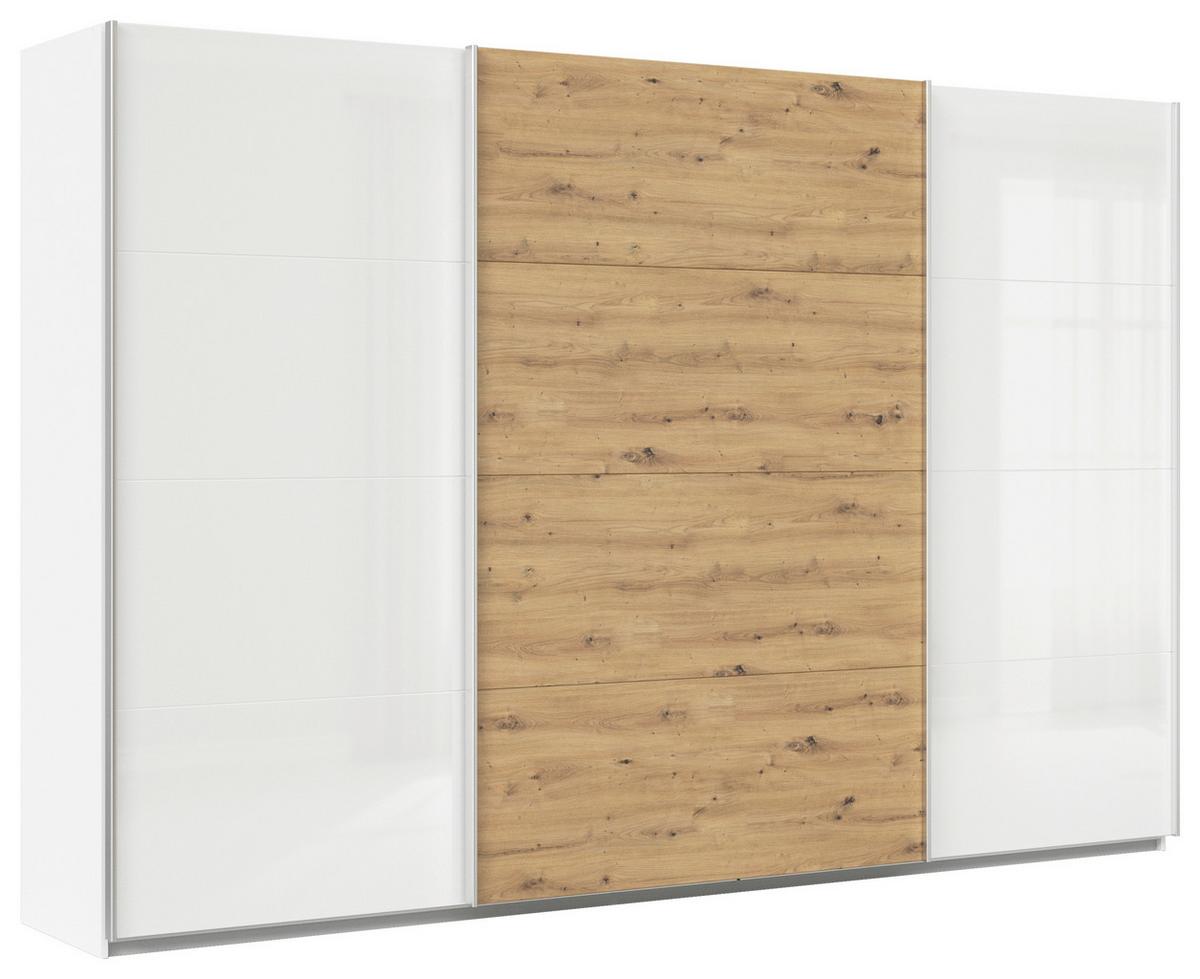 Tolóajtós Szekrény Feldkirch 315/210 - Artisan tölgy/magasfényű fehér, Modern, faalapú anyag (315/210/62cm)