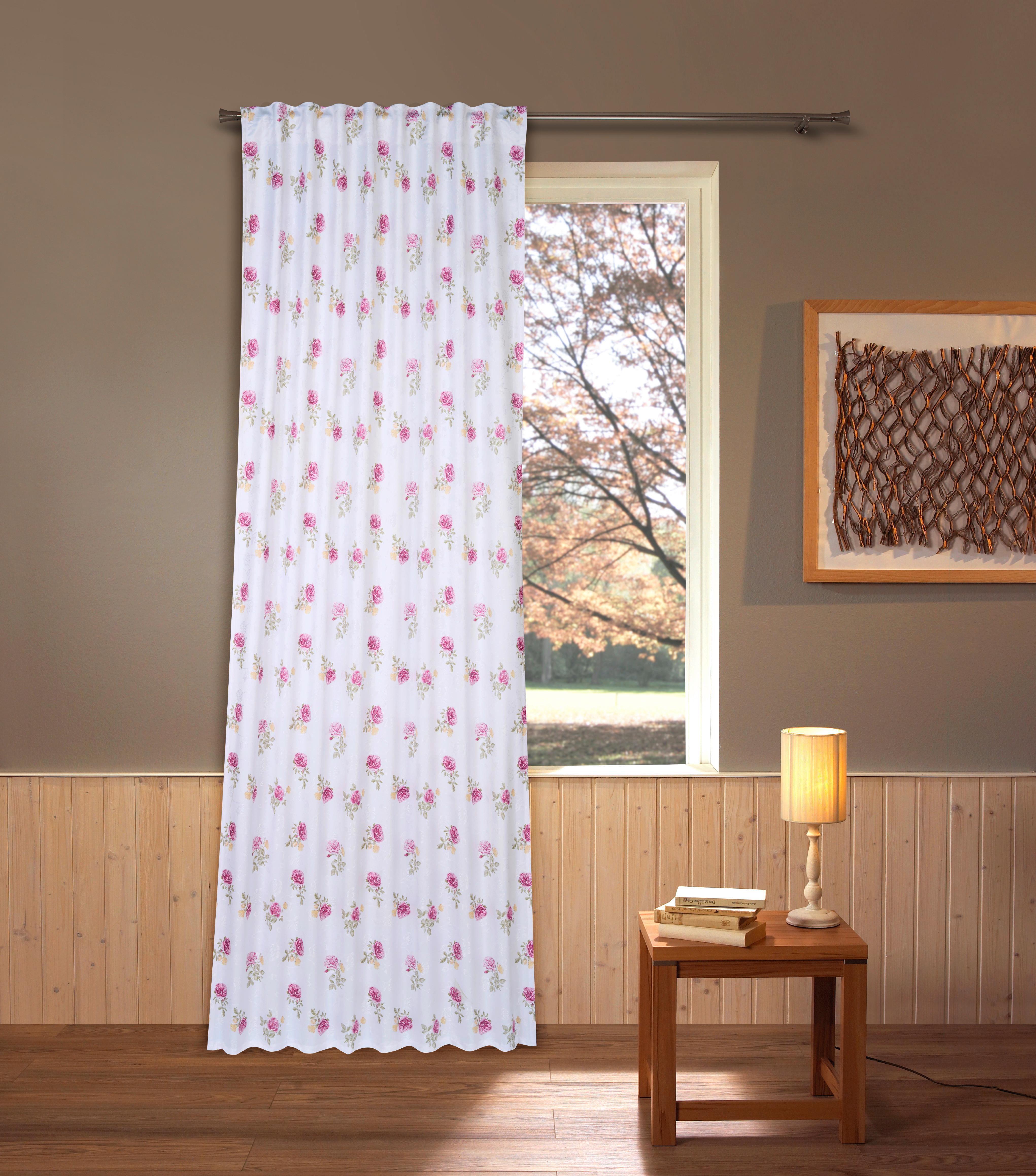 Készfüggöny Laura Kb. 140/245cm - fáradtrózsaszín/fehér, Romantik / Landhaus, textil (140/245cm) - James Wood