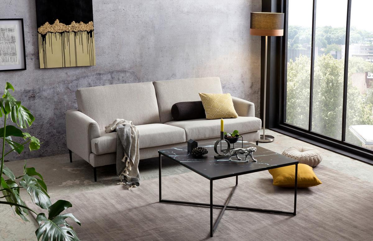 Couchtisch Schwarz/marmoroptik B: 80 Cm - Schwarz, Design, Glas/Metall (80/80/45cm) - Livetastic