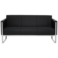 3-Sitzer-Sofa Aruba Mit Armlehnen, Schwarz Lederlook - Hellgrau/Schwarz, MODERN, Textil (159/78/71cm) - MID.YOU