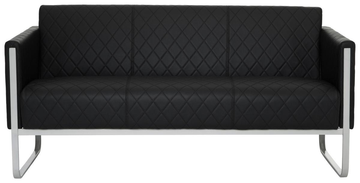 3-Sitzer-Sofa Aruba Mit Armlehnen, Schwarz Lederlook - Hellgrau/Schwarz, MODERN, Textil (159/78/71cm) - MID.YOU