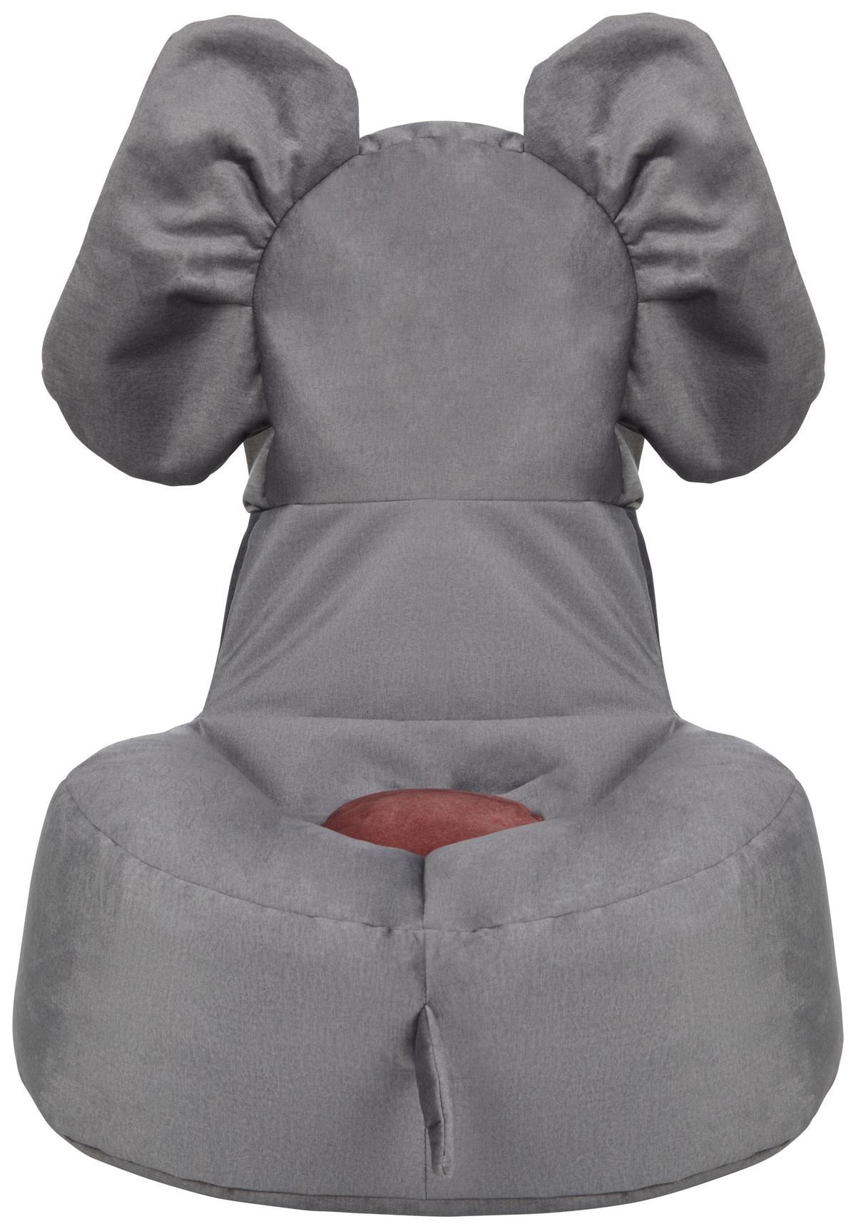 Dětský sedací vak ELEPHANT - šedá/růžová, textil (55/80/75cm) - Modern Living