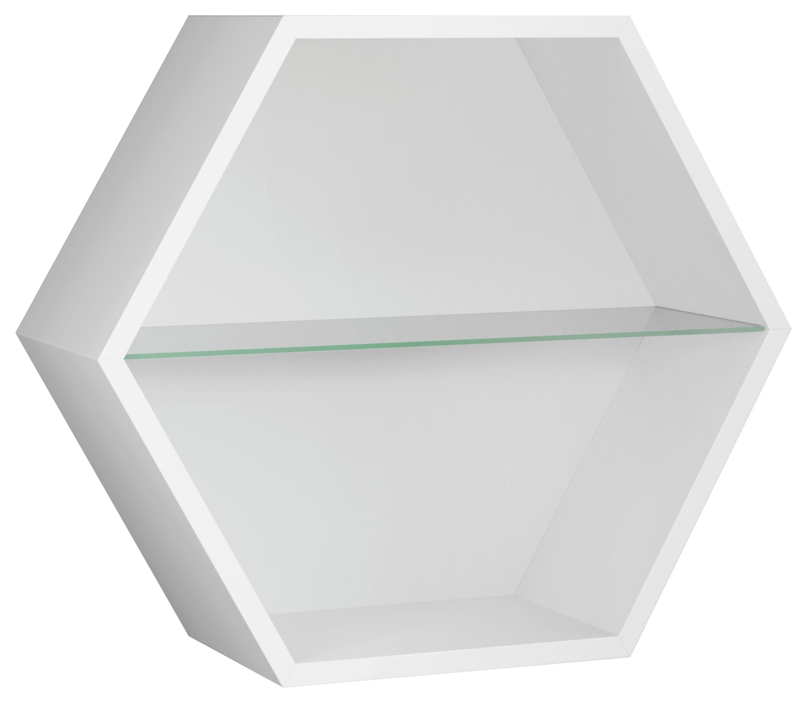 Wandregal Edge - Weiß, Trend, Glas/Holzwerkstoff (51/44/19cm)