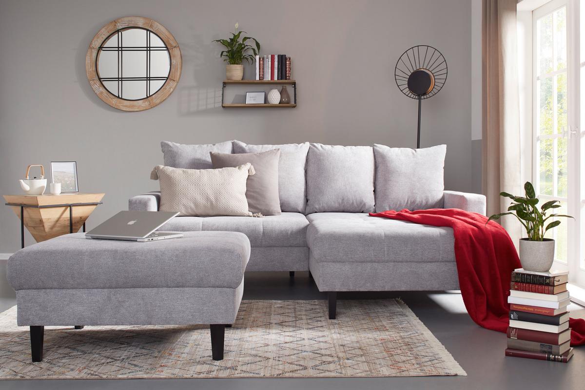 Taburet BOSTON, šedá, max. 100 kg - šedá/černá, Konvenční, dřevo/textil (93/46/75cm) - Based