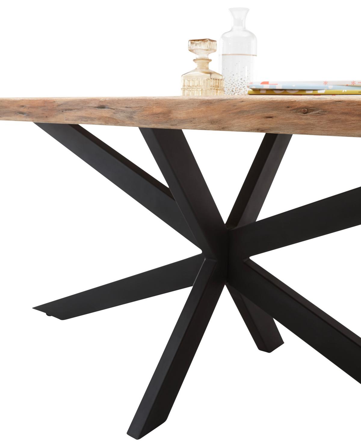 Esstisch Jaro - Schwarz/Akaziefarben, KONVENTIONELL, Holz/Metall (200/100/76,5cm) - Livetastic