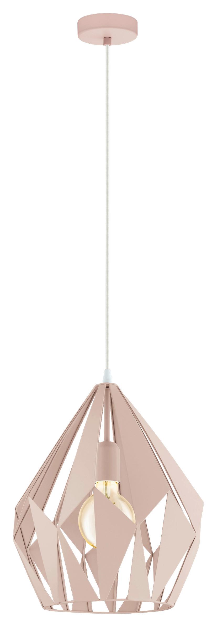 Hängeleuchte Carlton-P H: 150 cm, mit Metall-Fassung - Hellrosa, LIFESTYLE, Metall (31/150cm)