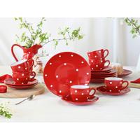 Kaffeeservice Polka Dots Rot/weiß, 6 Pers., 18-Teilig - Rot/Weiß, Basics, Keramik - Creatable