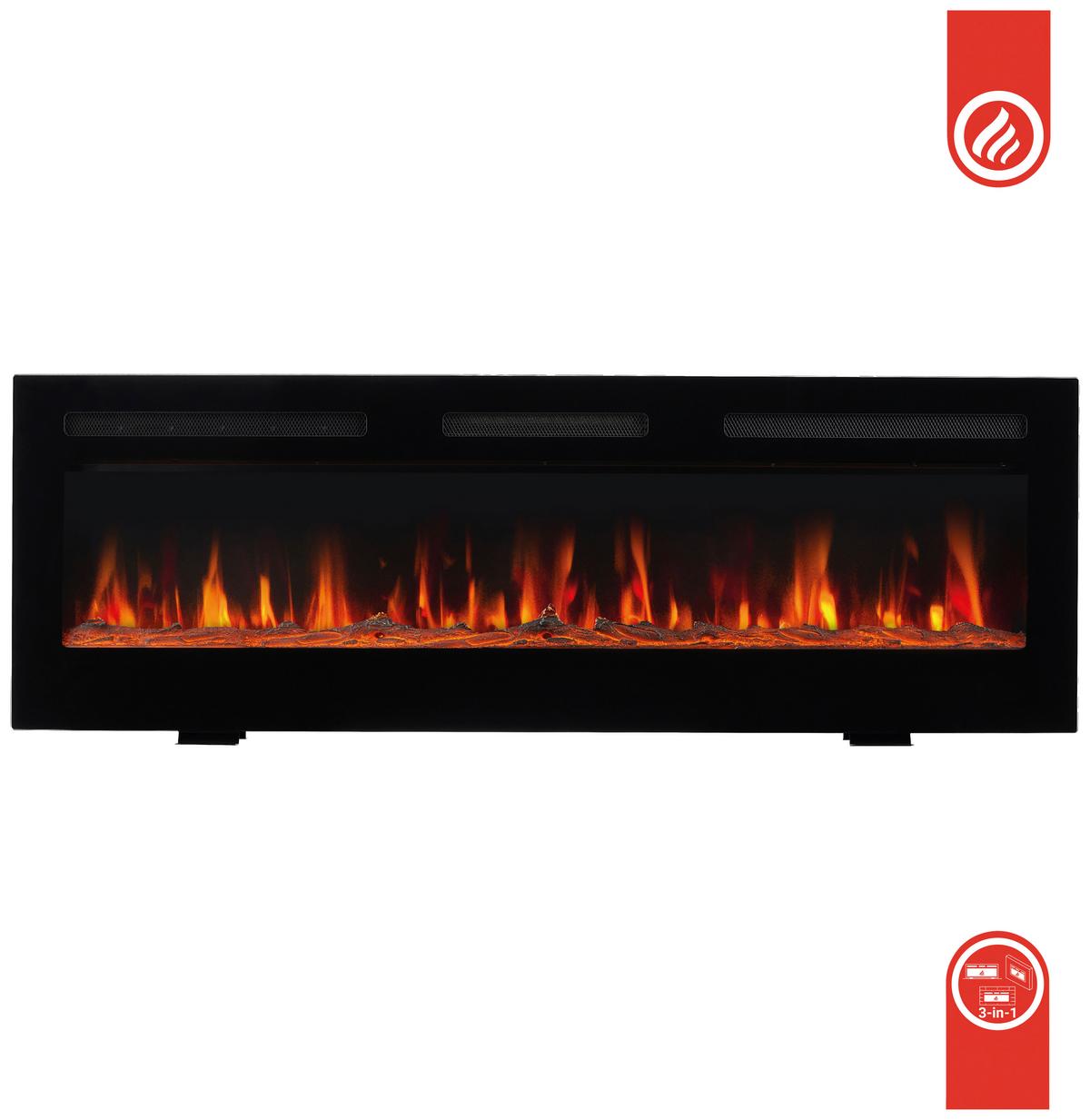 Elektrokamin Marlon - Schwarz, Basics, Glas/Metall (91,4/46,6/11,39cm)