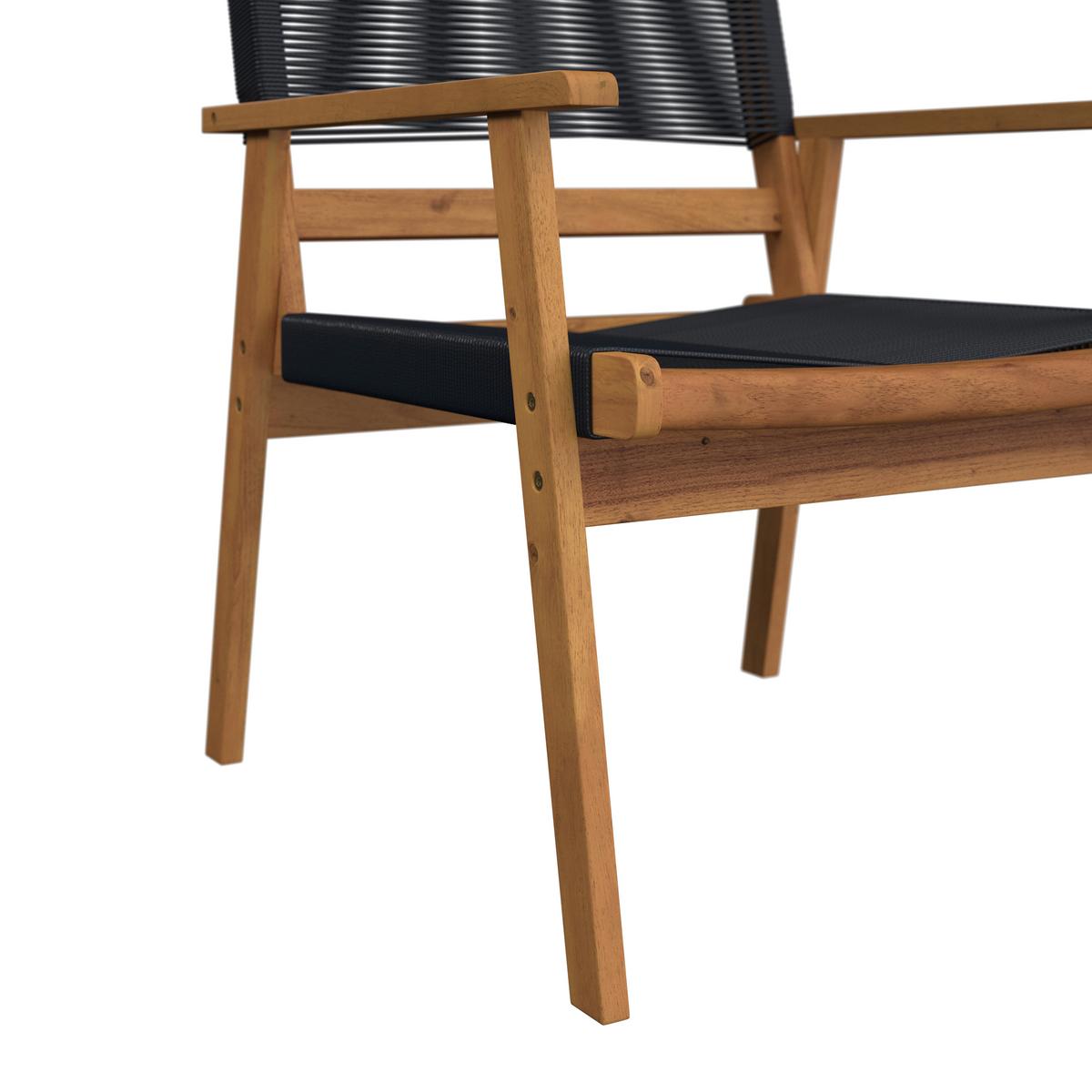 Terasová sedací souprava ENRICA - černá/barvy akácie, Moderní, dřevo/plast (120/84/70cm) - Bessagi Garden