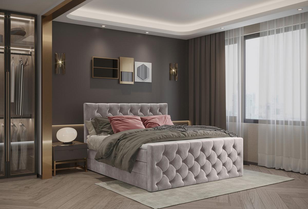 Boxspringbett Swing 2 Beige 180x200 cm H2 - Beige/Schwarz, ROMANTIK / LANDHAUS, Textil (180/200cm) - James Wood
