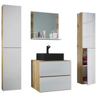 Badezimmer Lendas Bl XL - Honigeiche/Schwarz, MODERN, Glas/Keramik (127cm) - MID.YOU