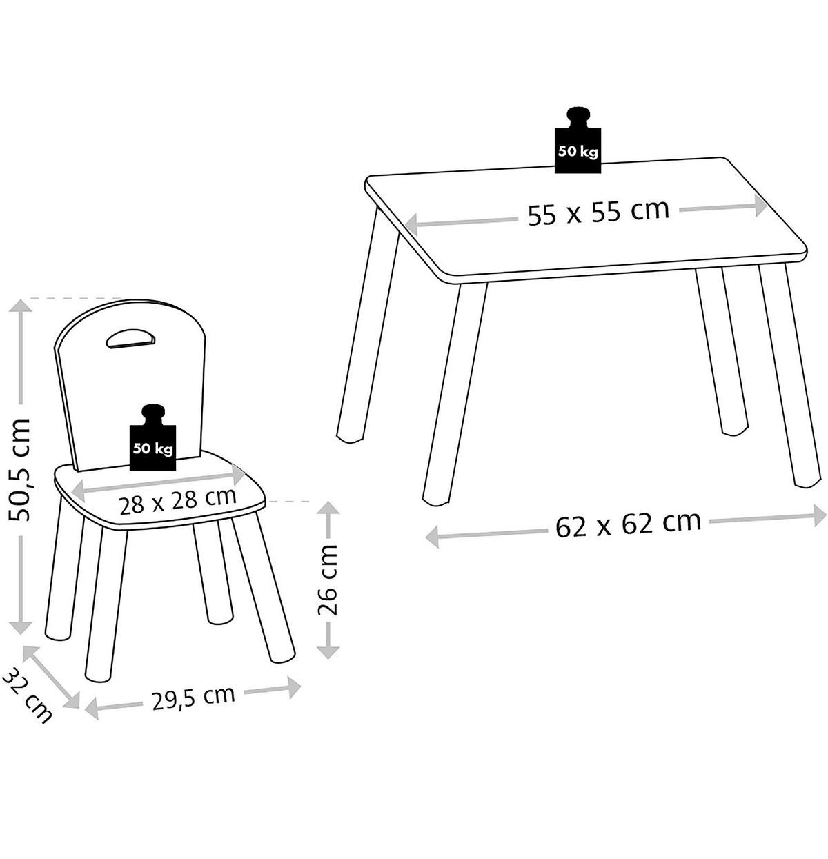 Kindersitzgruppe Mit 2 Stühlen Weiß Grau - Weiß/Grau, Basics, Holzwerkstoff - Kesper