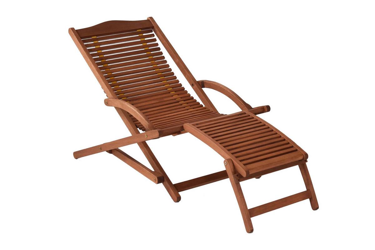 Gartenliege Cabana Holz Klappbar mit Auflage - Eukalyptusholzfarben/Beige, KONVENTIONELL, Holz/Textil - Gardenson