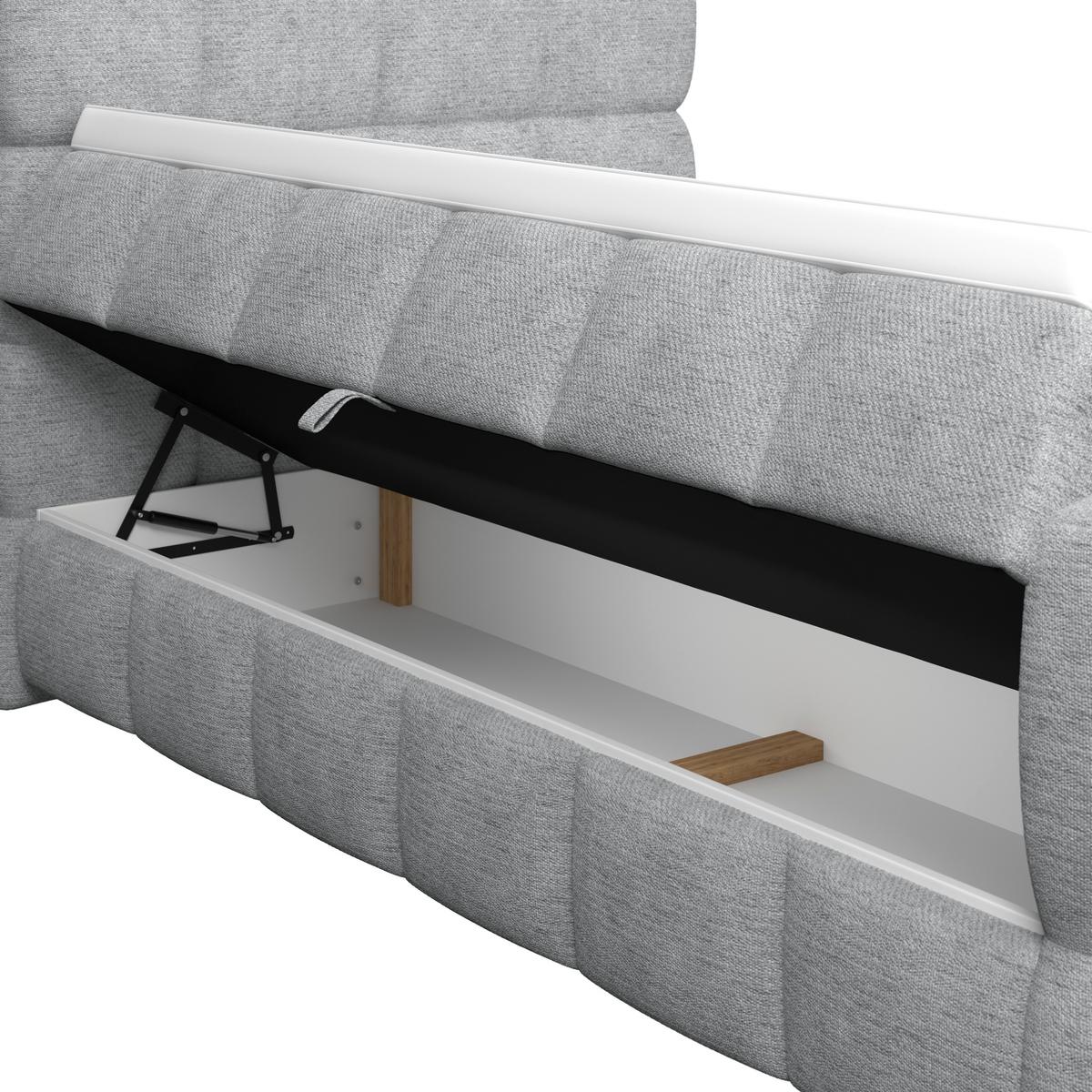 Boxspringbett Brisbane inkl. Bettkasten 140x200 - Schwarz/Grau, Trend, Holz/Holzwerkstoff (140/200cm) - Sembella