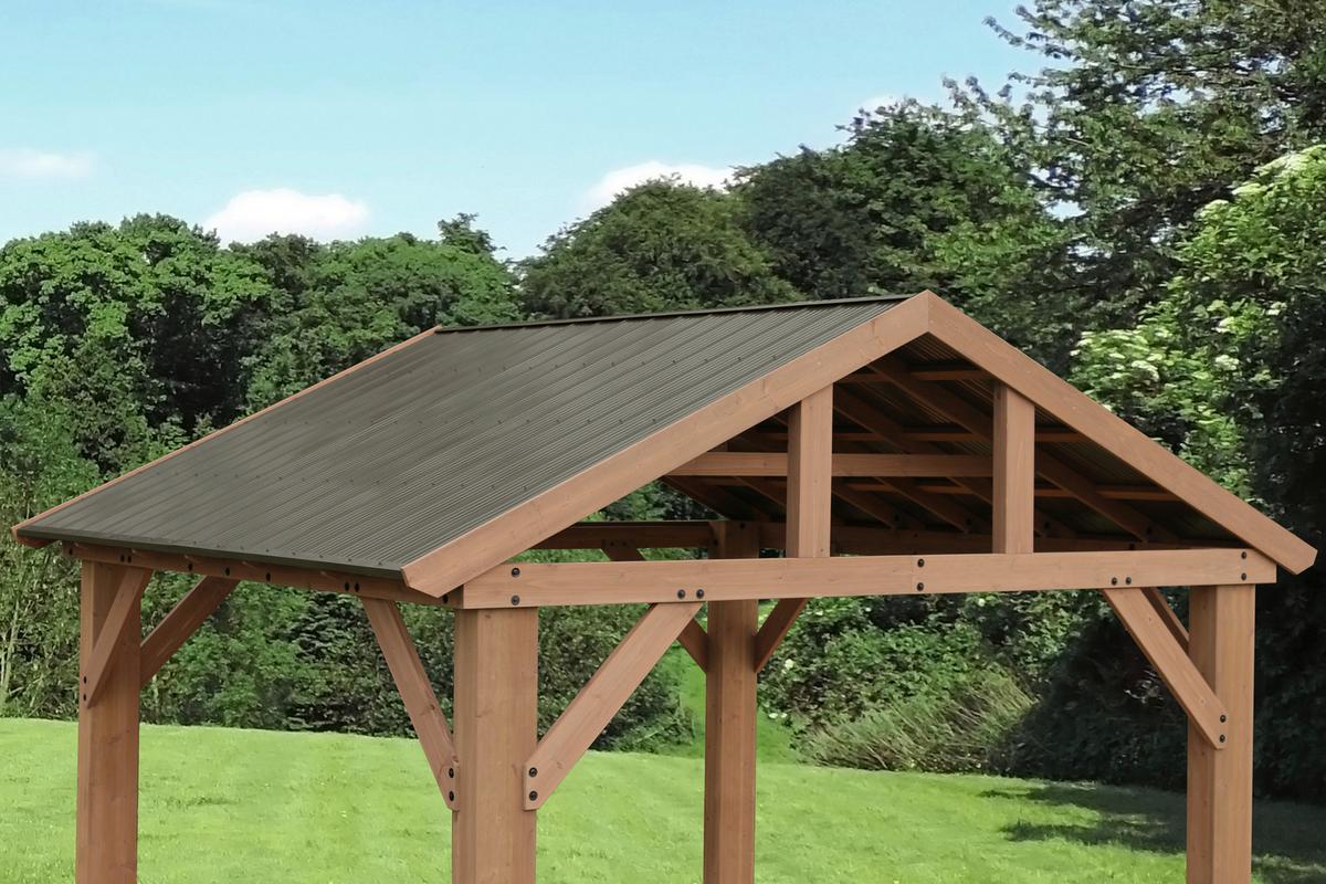 Pavillon YUKon 366x427 cm Wetterfest Regenabweisend - Naturfarben, Basics, Holz/Metall (366/330/427cm)