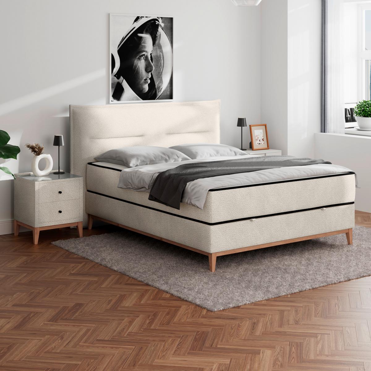 Boxbett Smile inkl. Matratze 160x200 - Creme, KONVENTIONELL, Holz/Holzwerkstoff (160/200cm) - James Wood