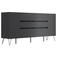 Sideboard Posseik Industrial Graphitfarben B: 199 Cm - Schwarz/Graphitfarben, Design, Holzwerkstoff (199/93,6/42cm) - P & B