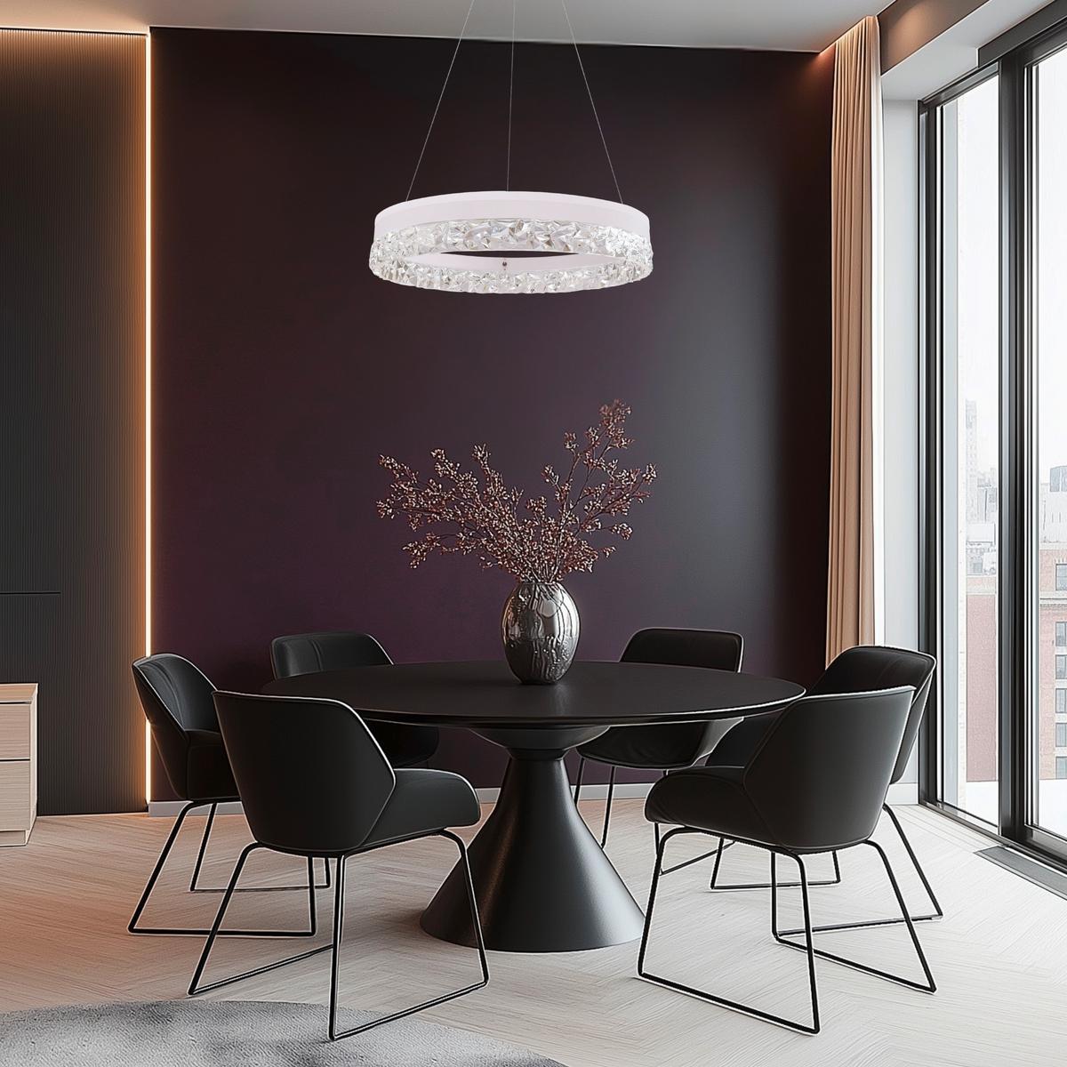 Led-pendelleuchte 31-35547 Frozi - Transparent/Weiß, Design, Kunststoff/Metall (50/50/120cm)
