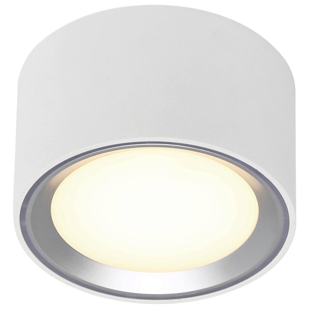 Aufbauleuchte Fallon Weiß Edelstahlfarben D: 10 cm