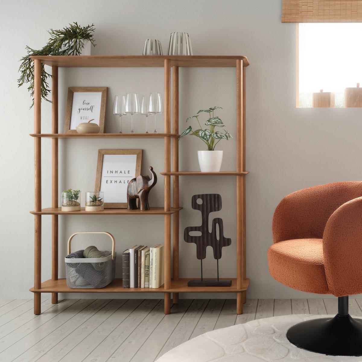 Regál MATS, přírodní barvy - přírodní barvy, Moderní, dřevo/kompozitní dřevo (120/140/30cm) - Premium Living
