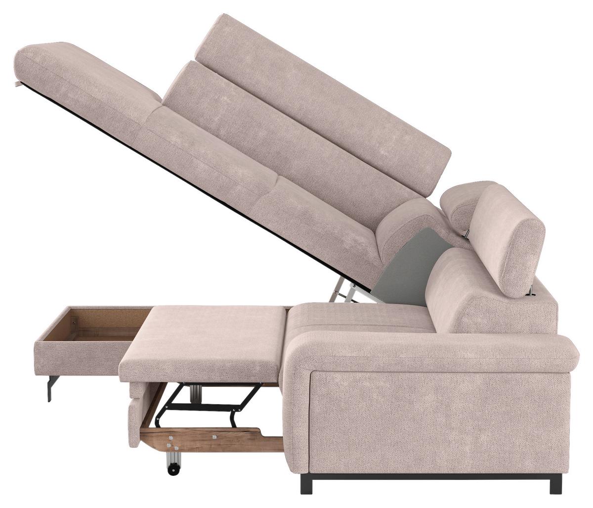 Ecksofa mit Bettkasten Emma Creme 215x262 cm - Blau/Creme, Textil (215/262cm) - MID.YOU