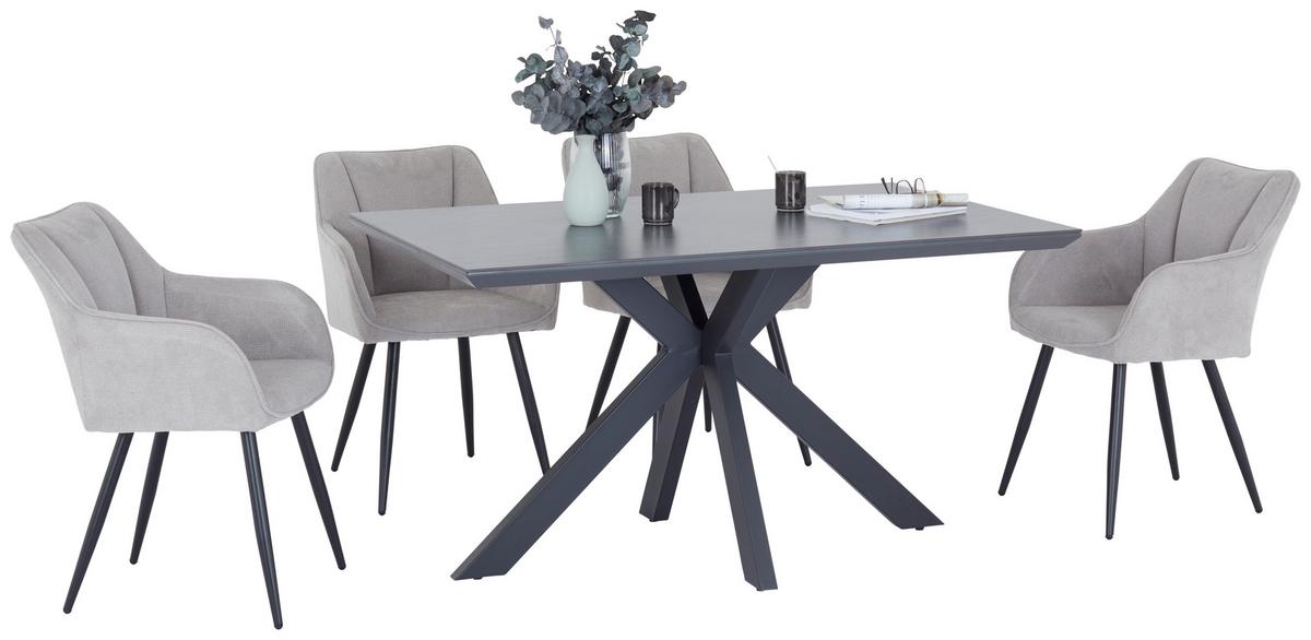 Étkezőasztal Steve 2 - fekete, Modern, faalapú anyag/fém (140/76/90cm)