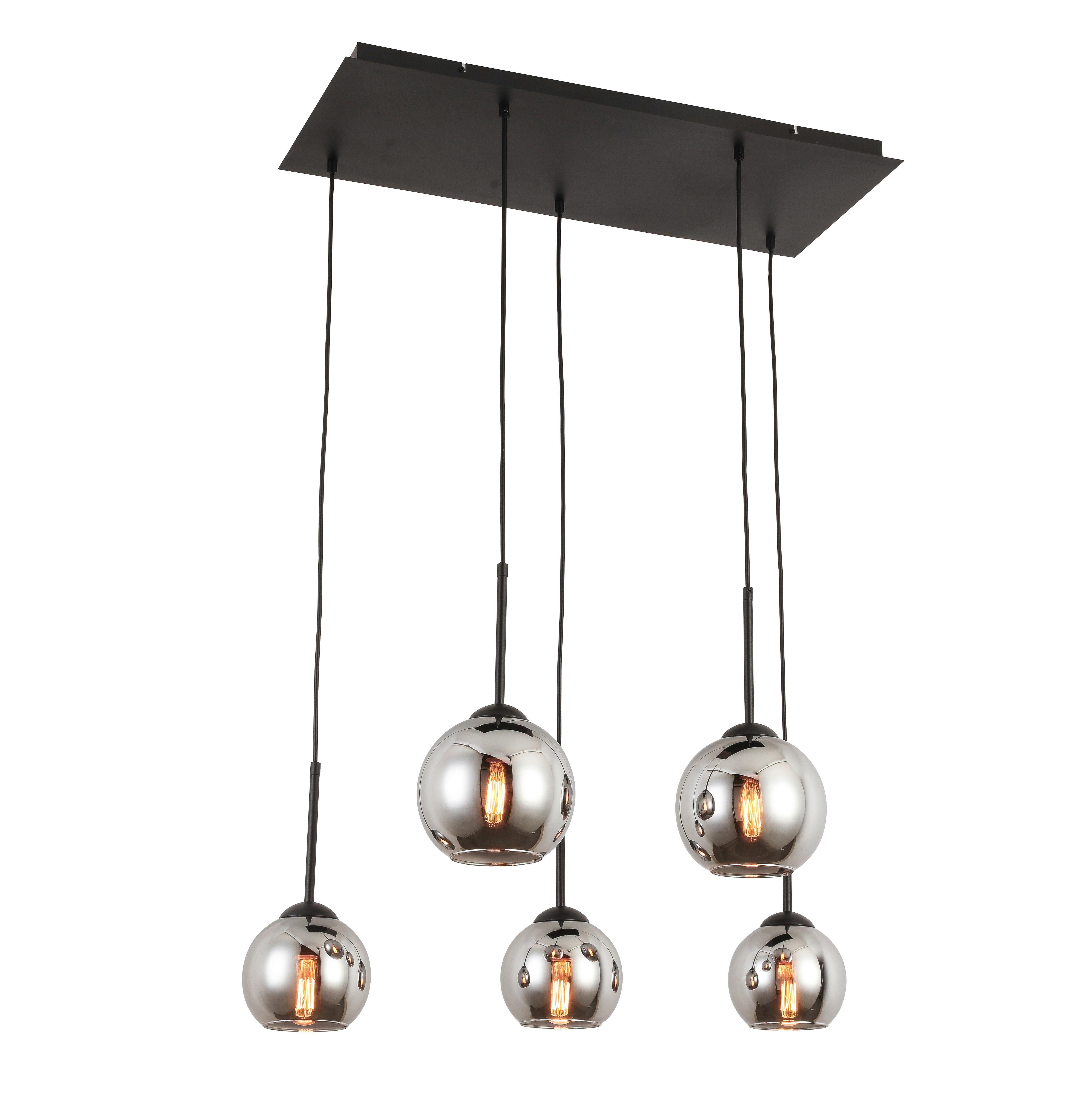 Závěsné svítidlo LUFOO - černá/barvy chromu, Moderní, kov/sklo (75/25/120cm) - Premium Living
