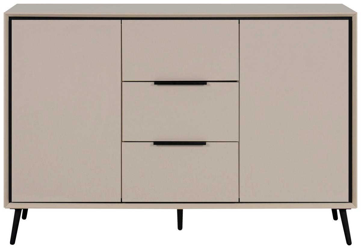 Kommode Arona 01b - Sandfarben/Schwarz, KONVENTIONELL, Holzwerkstoff (135/90/38cm) - Livetastic