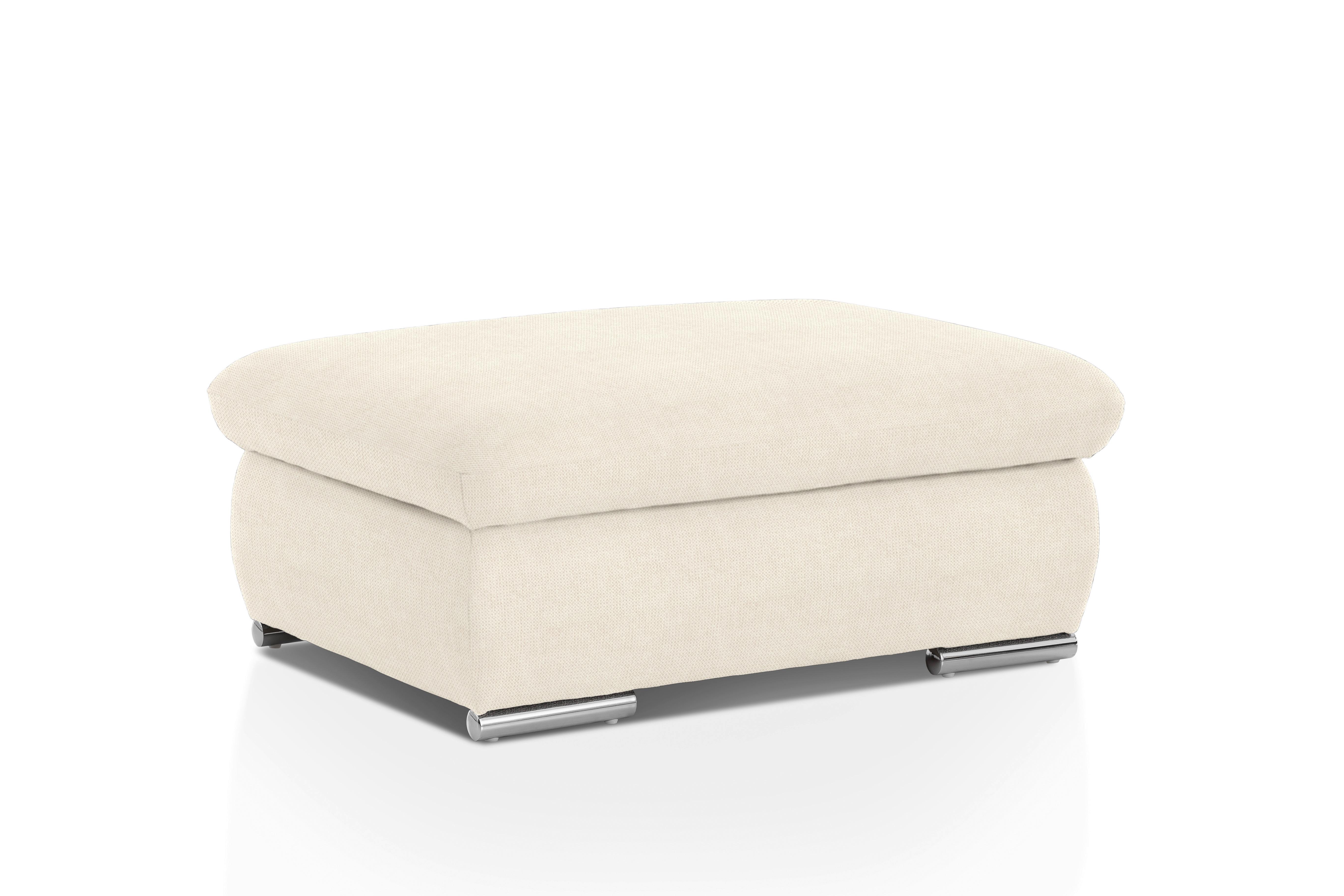 Polsterhocker Isona Creme Chenille - Chromfarben/Creme, Design, Textil (101/45/74cm) - Livetastic