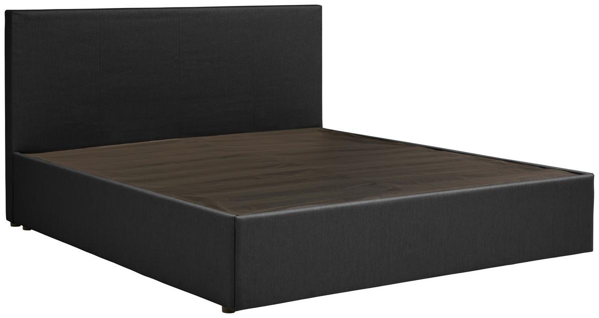 Boxspringbett mit Topper + Bettkasten 160x200 cm Carolina - Schwarz/Grau, Basics, Holz/Holzwerkstoff (160/200cm) - P & B