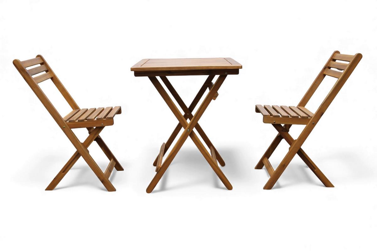 Balkonset, 3-teilig Akazie, klappbar - Hellbraun, Basics, Holz (60/60/72cm)