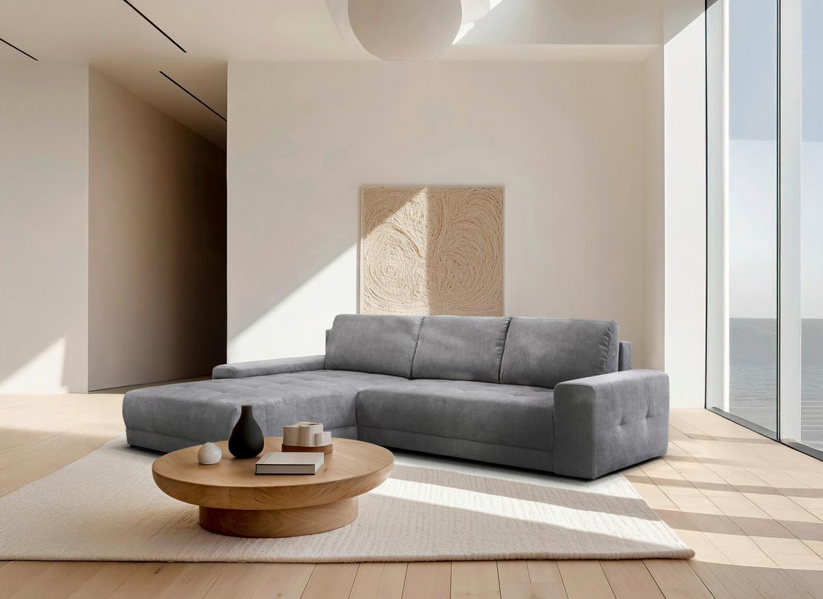 Rohová sedačka ADRIA, oboustranná, šedá - světle šedá, Trend, textil (213/208cm) - Luca Bessoni