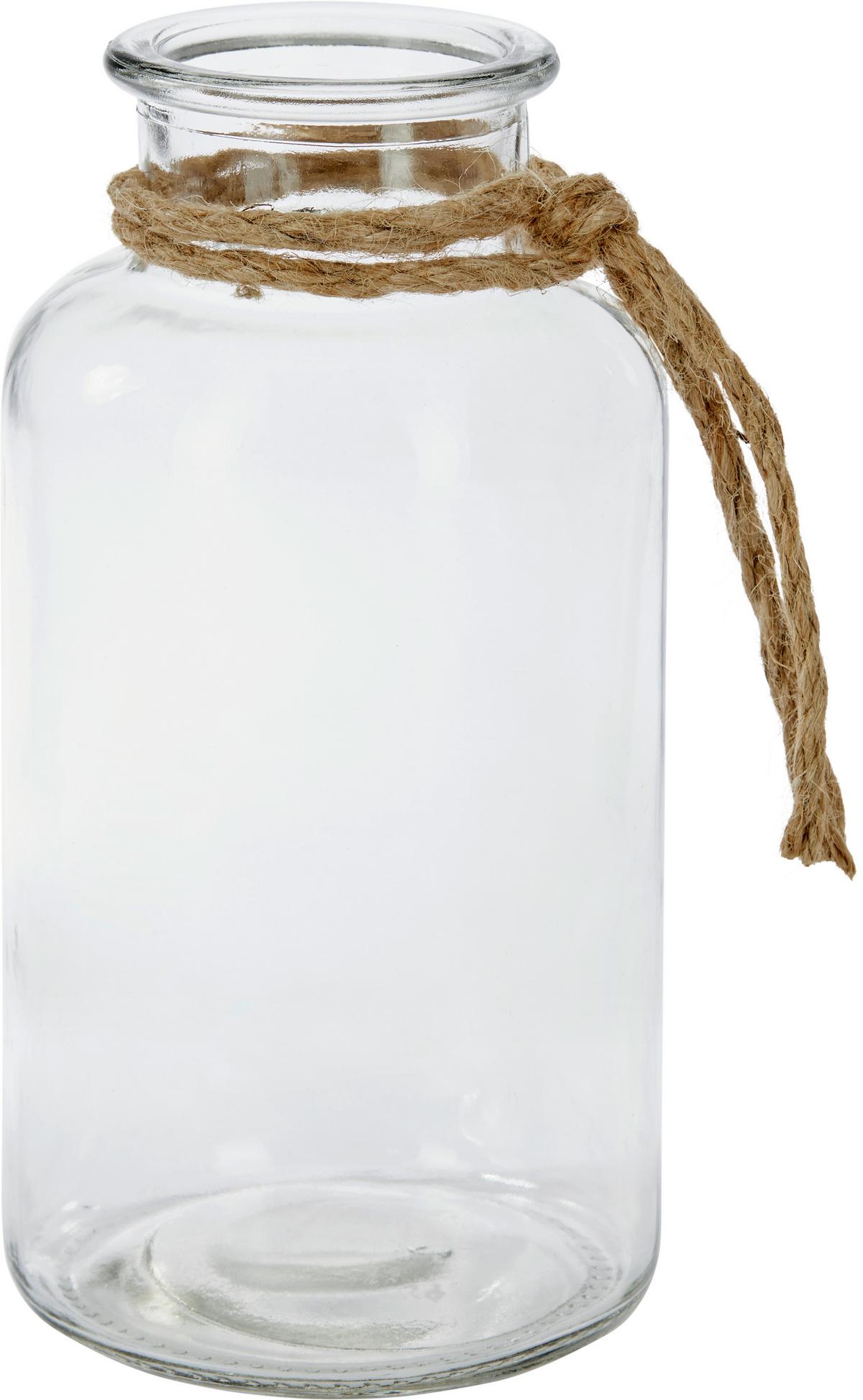 Vase Margot Gerade Kalk-Soda-Glas H: 20 Cm - Klar/Naturfarben, MODERN, Glas/Textil (10/20cm) - Luca Bessoni