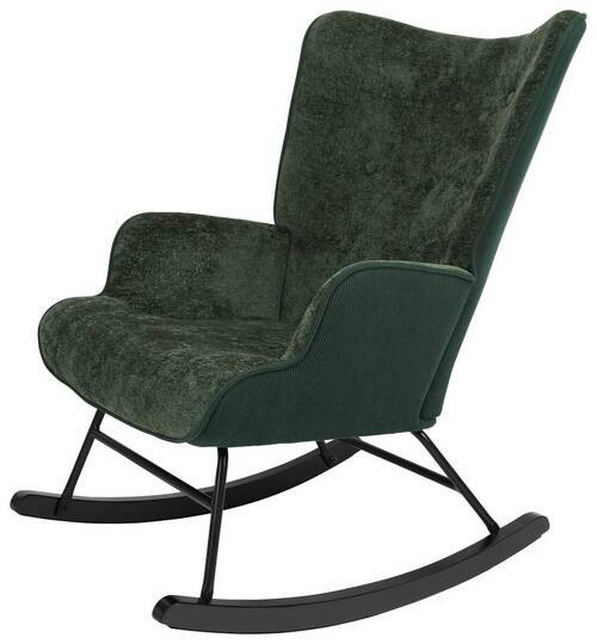 Houpací židle ROCK - černá/zelená, Moderní, kov/dřevo (66/90/77cm) - Mömax
