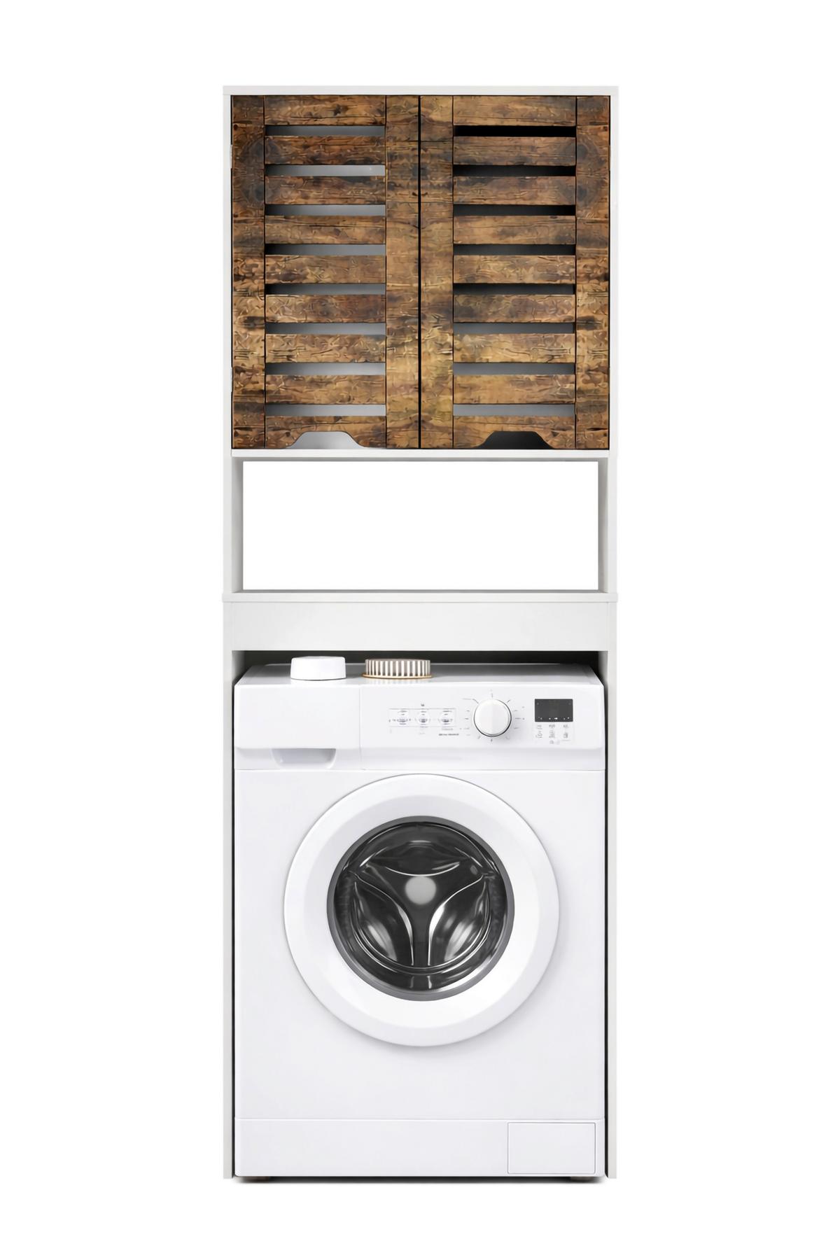 Waschmaschinenschrank Flonali Weiß/Eichefarben B: 63cm - Eichefarben/Weiß, Trend, Holzwerkstoff (63/179/23cm) - MID.YOU
