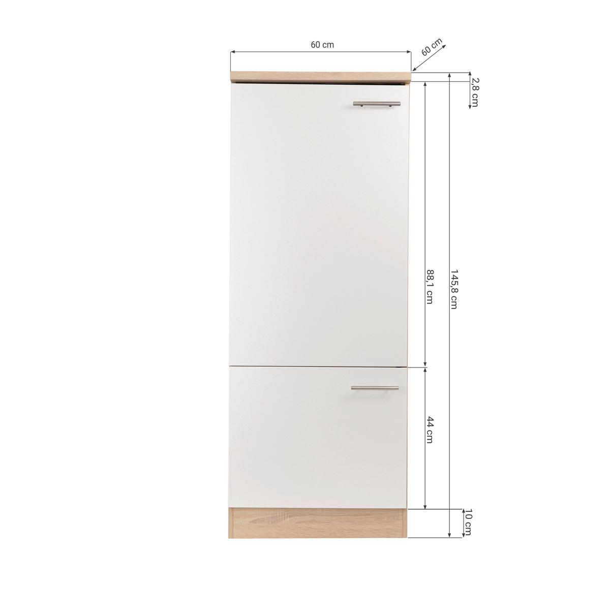Geräteumbauschrank Merle Weiß, Eiche Dekor B:60cm - Eichefarben/Weiß, Basics, Holzwerkstoff (60/144,8/60cm) - Respekta
