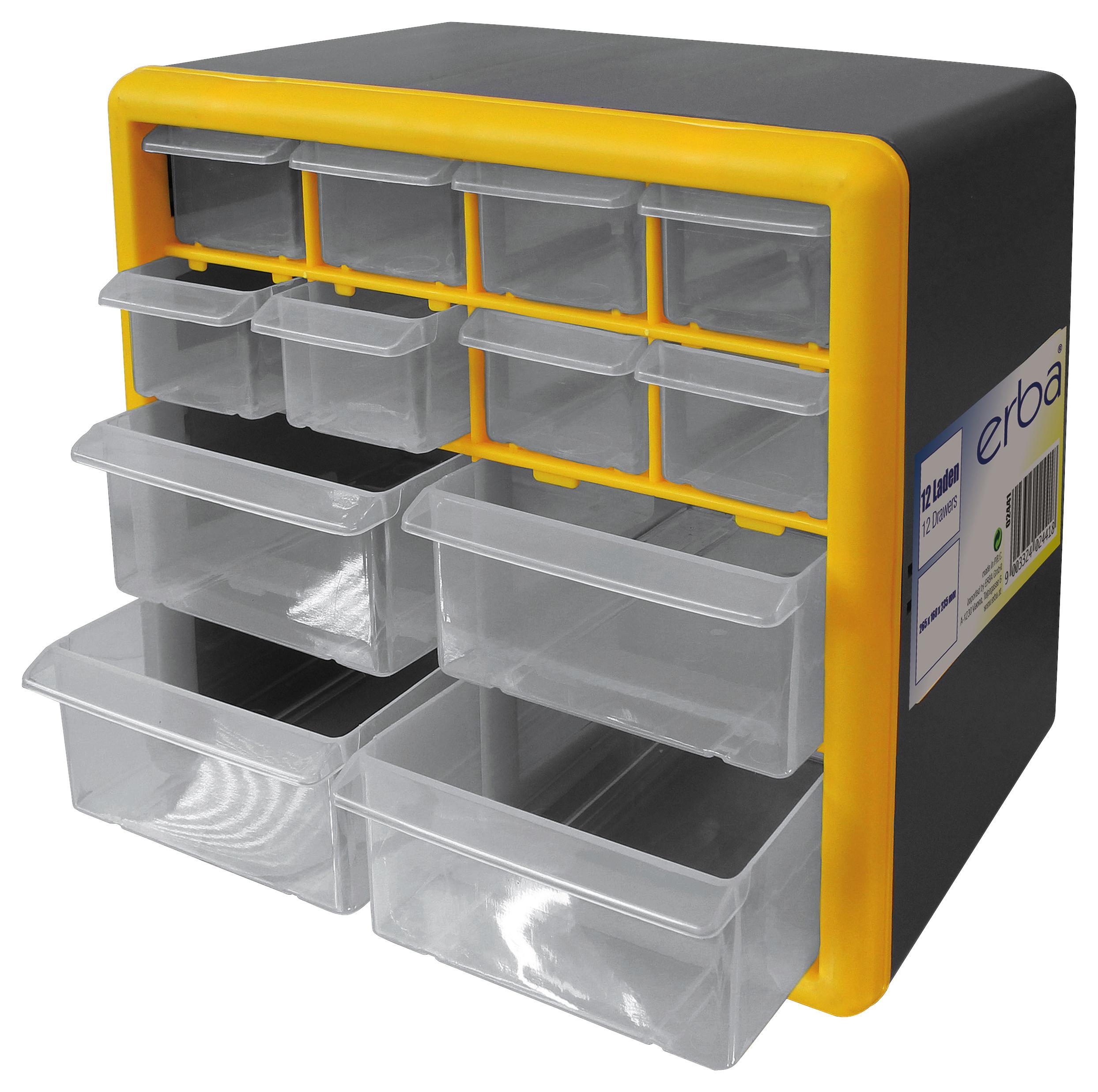 Werkstattschrank mit 12 Laden - Gelb/Schwarz, MODERN, Kunststoff (26/23/16cm)