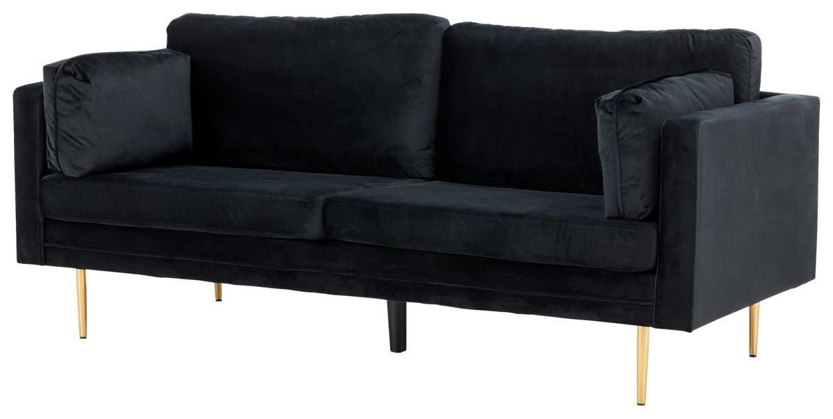 2-Sitzer-Sofa Boom - Goldfarben/Schwarz, Design, Textil/Metall (203/84/90cm) - Livetastic