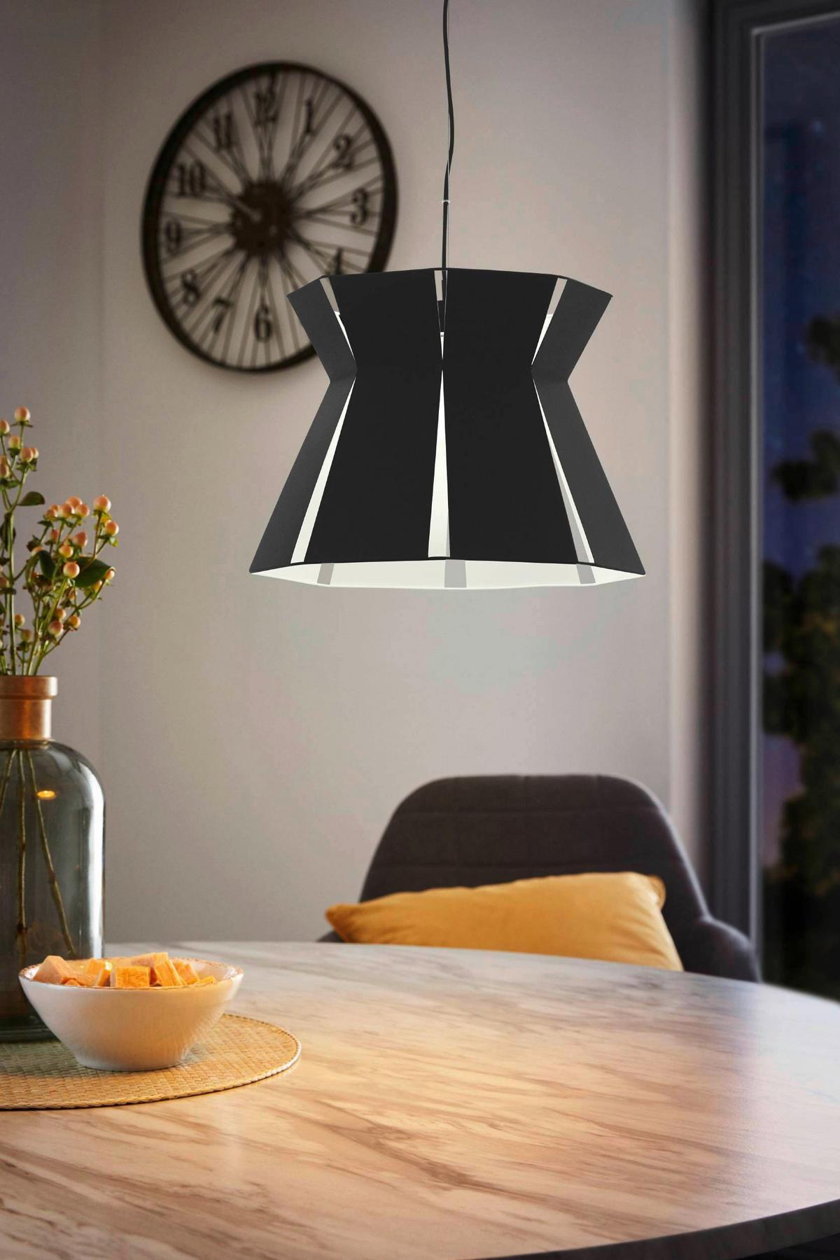 Hängeleuchte Valecrosia H: 110 cm 1-Flammig, Oval - Schwarz/Weiß, Design, Metall (42/110cm) - Eglo