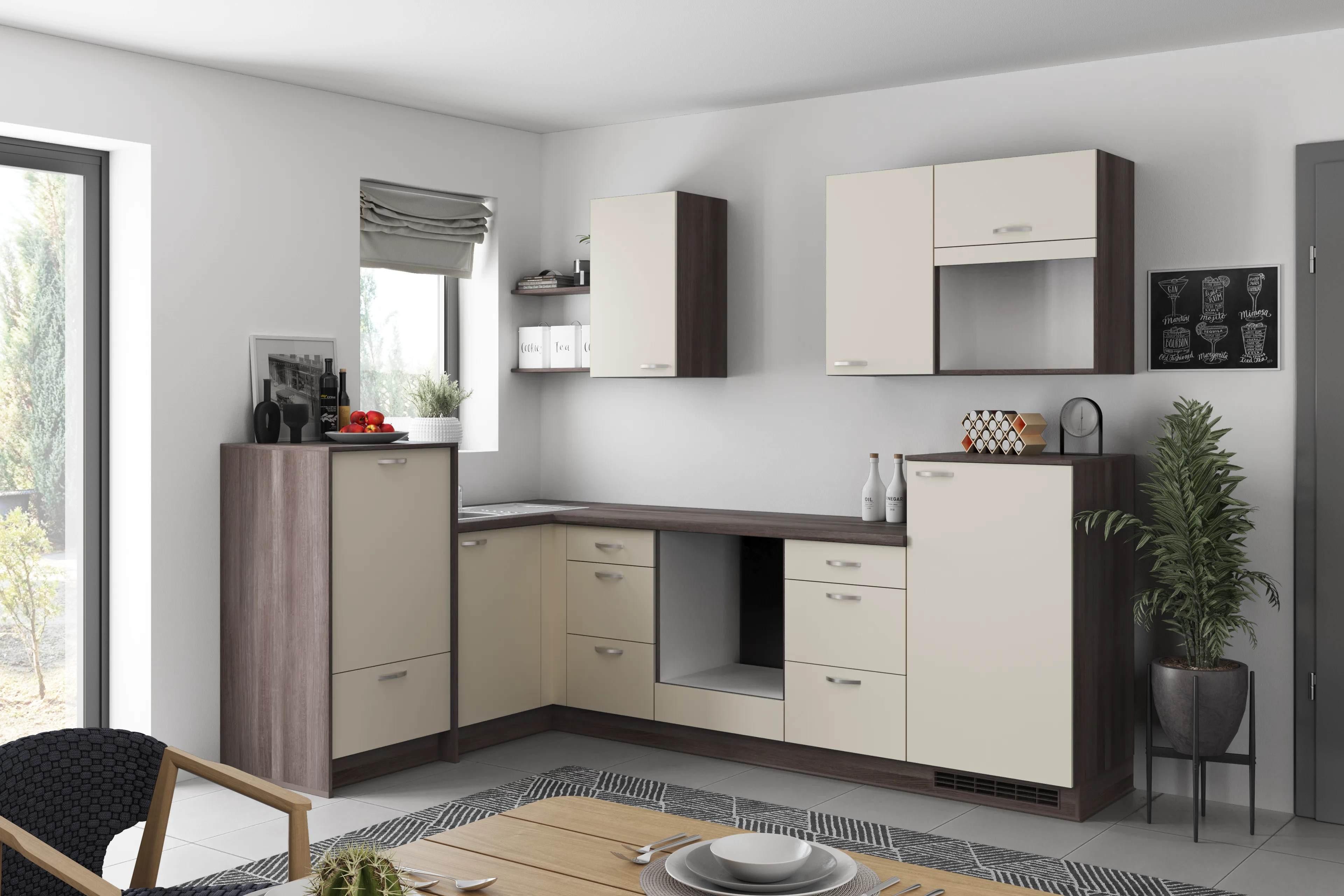 Eckküche Win - Eiche grau/Magnolie, MODERN, Holzwerkstoff (178/280cm) - Express