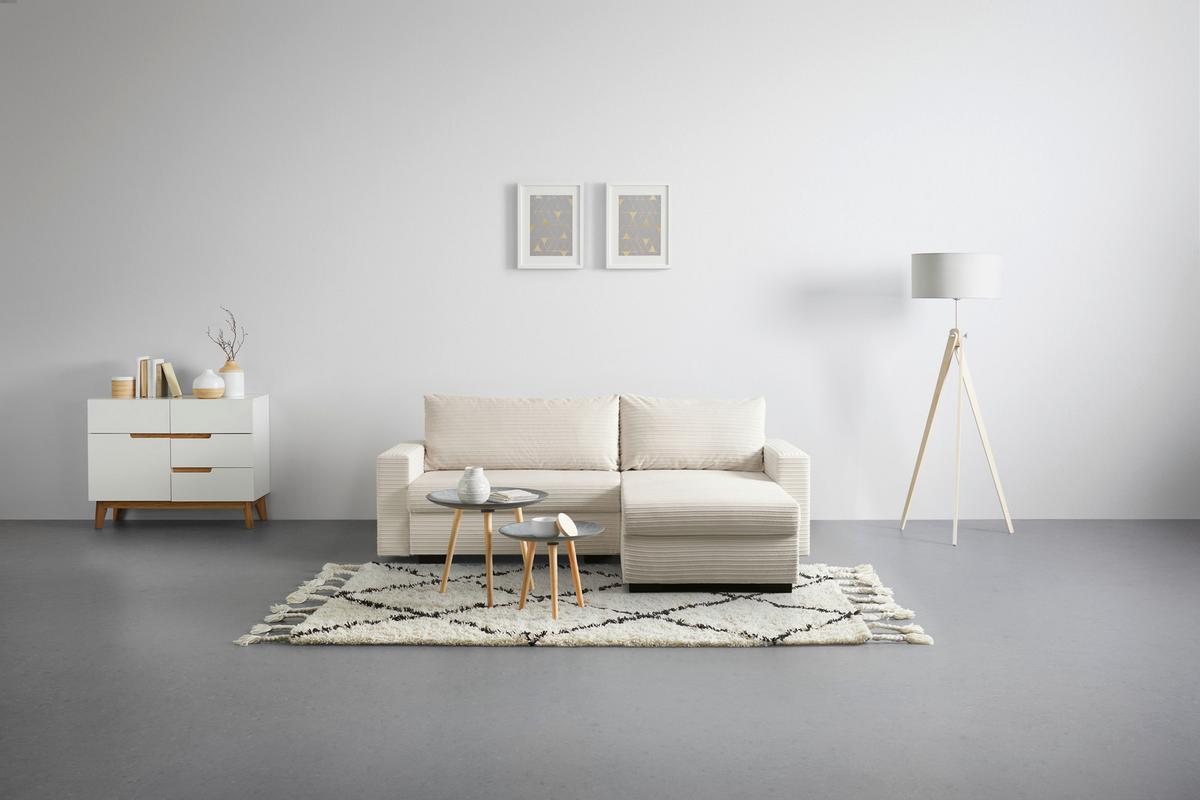 Rohová sedačka GENEVE, obojstranná, béžový menčester - čierna/béžová, Konventionell, textil/plast (225/86/167cm) - Mömax