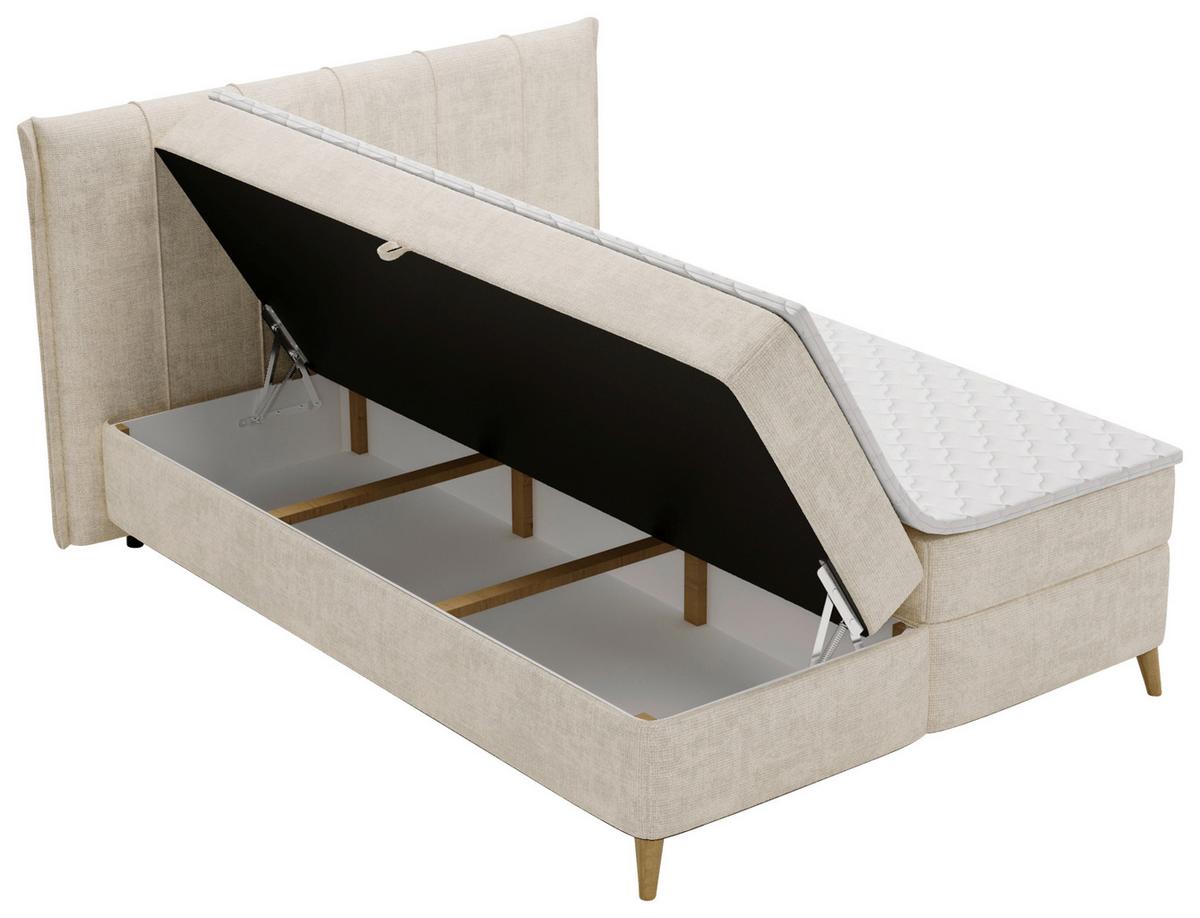 Americká posteľ VELORIA 140x200, béžová - prírodná farba/béžová, Konventionell, drevo/textil (140/200cm) - Mömax