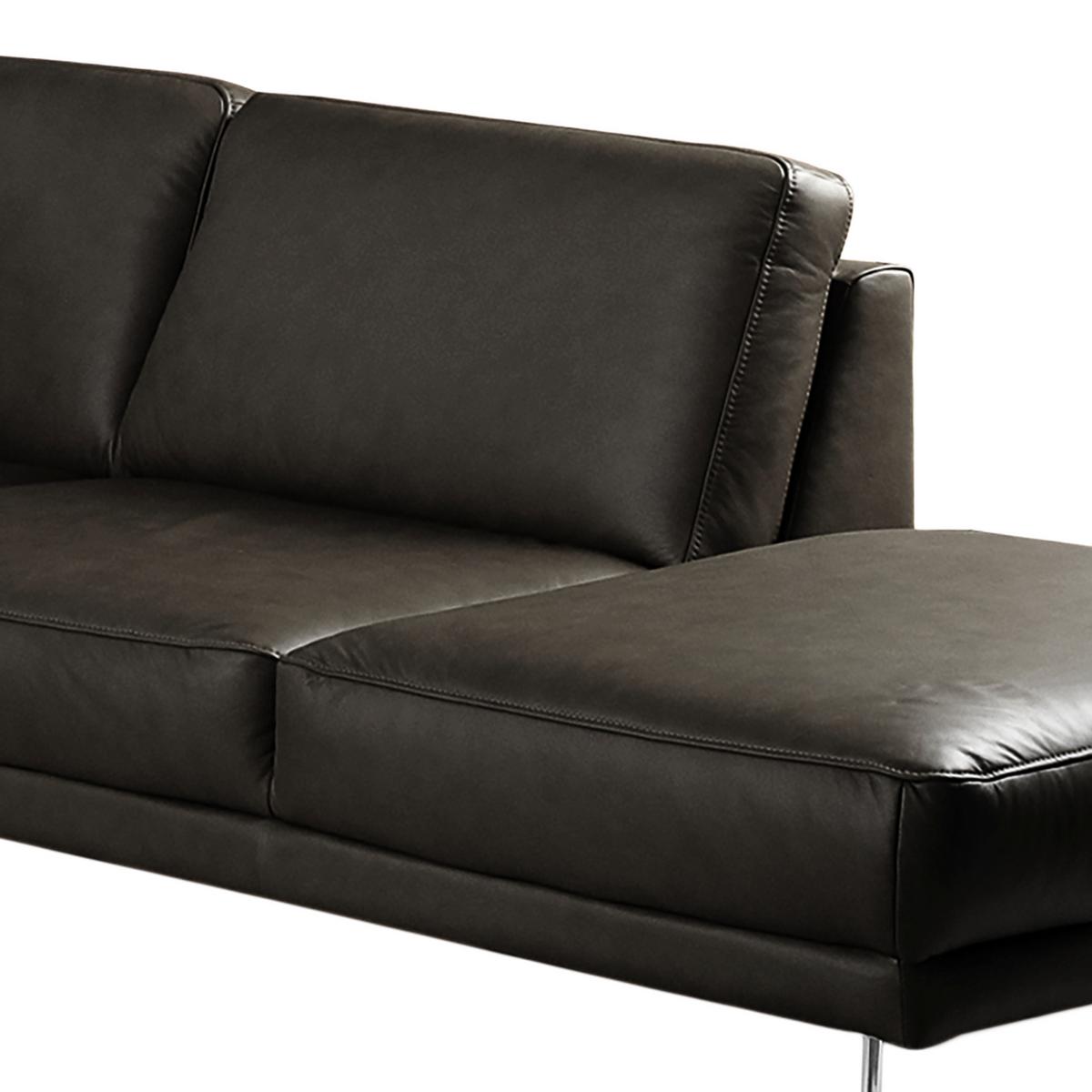 Ecksofa Spring Schwarz Chrom S: 273x250 cm - Chromfarben/Schwarz, Design, Leder (273/250cm) - Livetastic