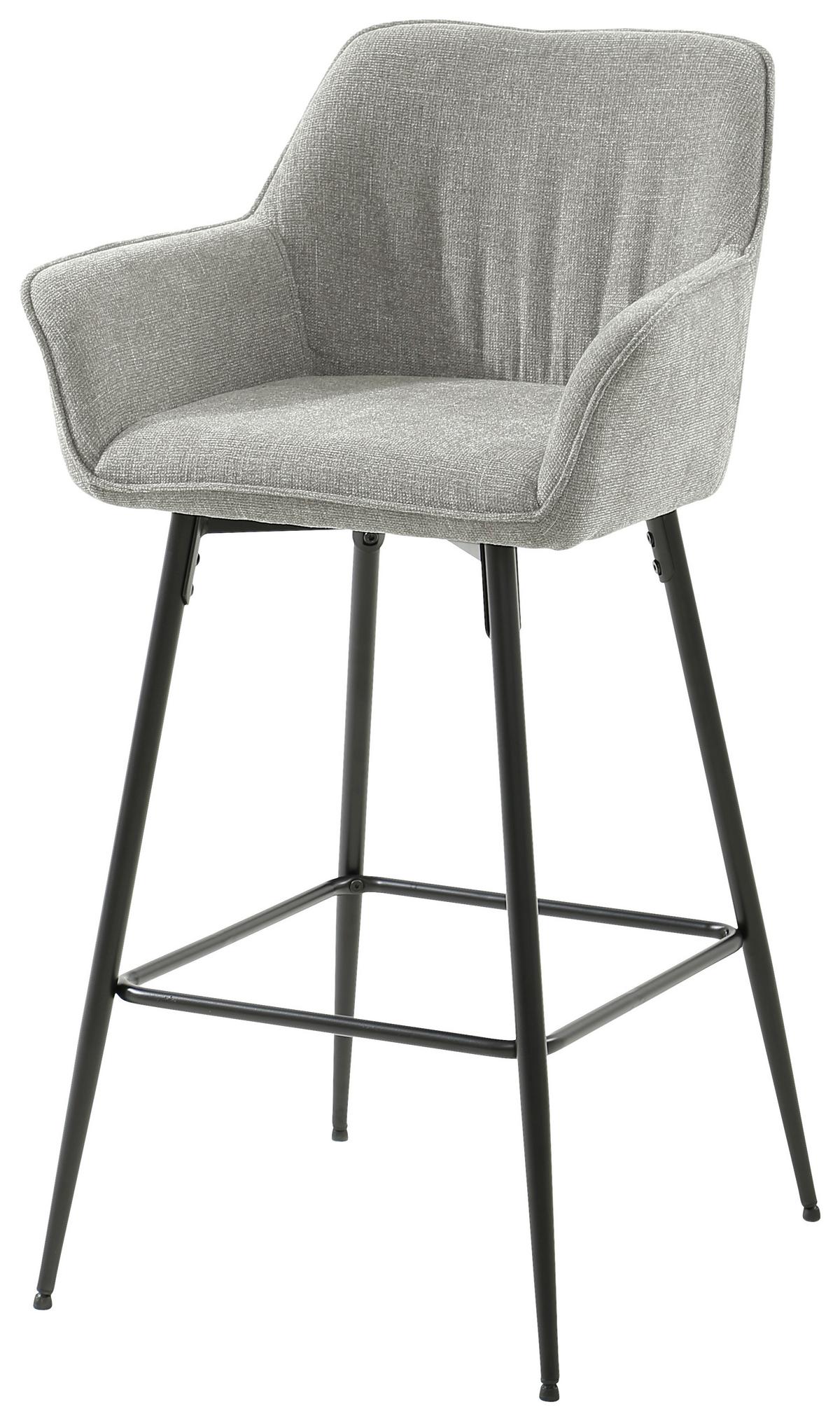 Barhocker Pim Mit Armlehne Leinenoptik Taupe, B: 57 Cm - Taupe/Schwarz, KONVENTIONELL, Holz/Textil (57/105/57cm) - MID.YOU