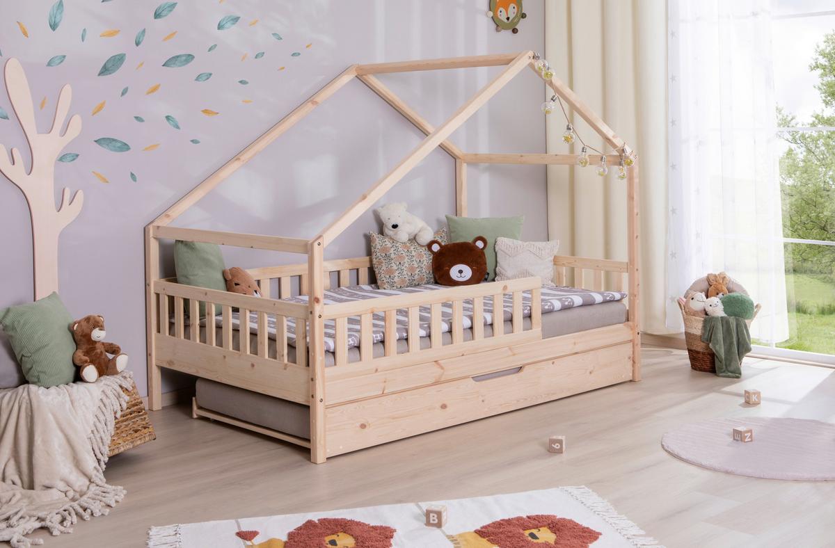 Hausbett Lou Bettkasten Naturfarben B: 120 Cm - Naturfarben, MODERN, Holz (120/200cm) - MID.YOU
