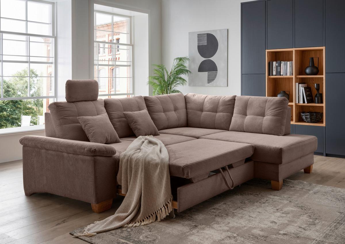 Ecksofa Brizzini Graubraun S: 274x206 Cm - Graubraun/Naturfarben, MODERN, Textil (274/206cm) - Livetastic